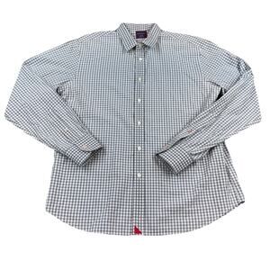 UNTUCKit Mens Large Gray Gingham Check Stretch Performance Button Front Shirt